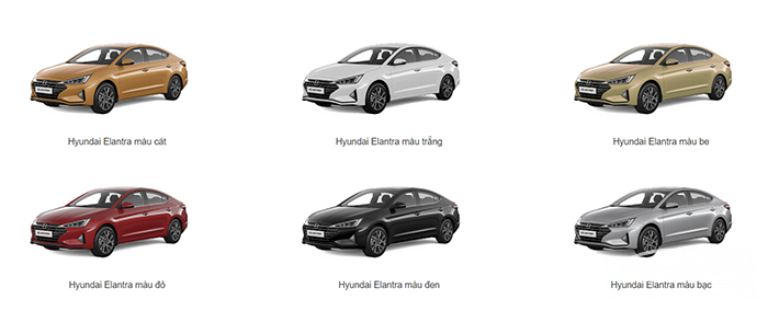 Màu sắc ngoại thất Hyundai Elantra